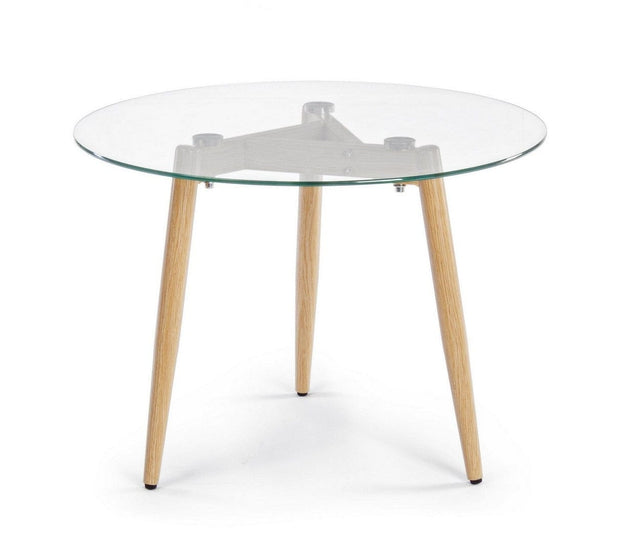 Masa de cafea din sticla si metal Oakland Transparent / Natural, Ø60xH45 cm (2)