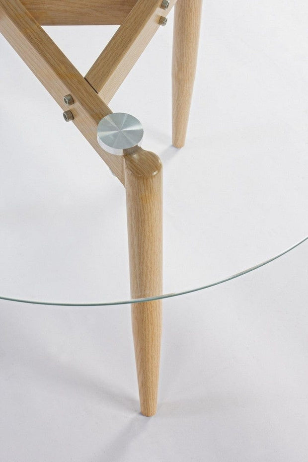 Masa de cafea din sticla si metal Oakland Transparent / Natural, Ø60xH45 cm (3)