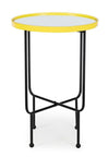 Masa de cafea din sticla si metal Painter Galben / Negru, Ø45xH66,5 cm (2)