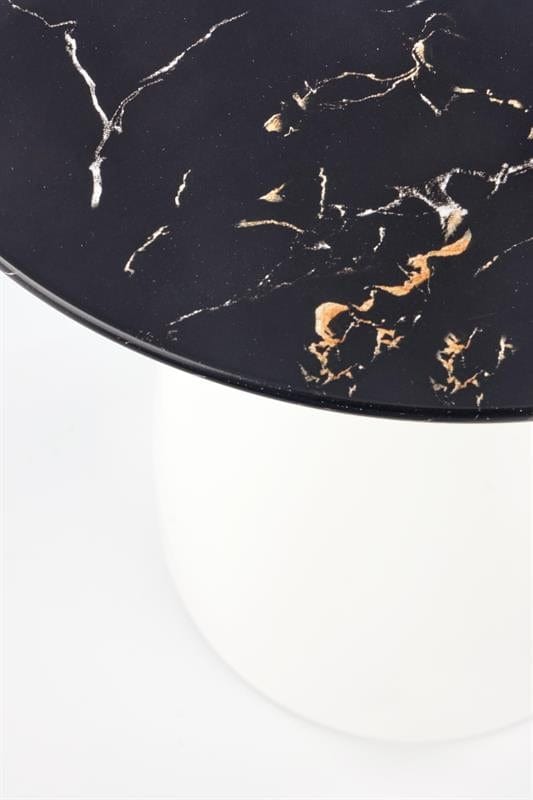 Halmar Masa de cafea din sticla si metal, Patrice Negru / Alb, Ø40xH52 cm