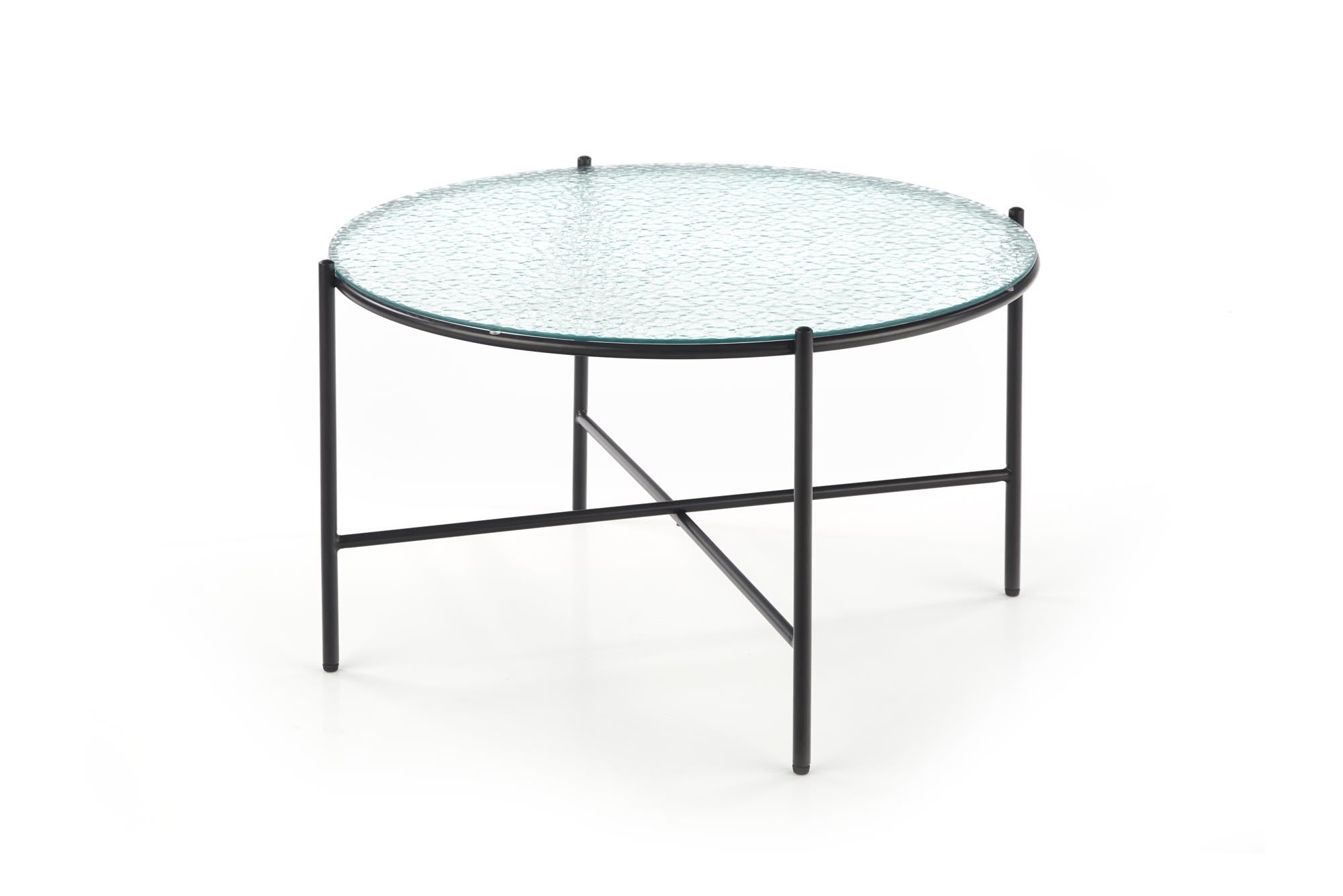 Halmar Masa de cafea din sticla si metal, Roselyn Transparent / Negru, Ø70xH41 cm