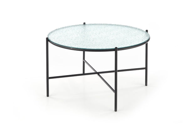 Halmar Masa de cafea din sticla si metal, Roselyn Transparent / Negru, Ø70xH41 cm