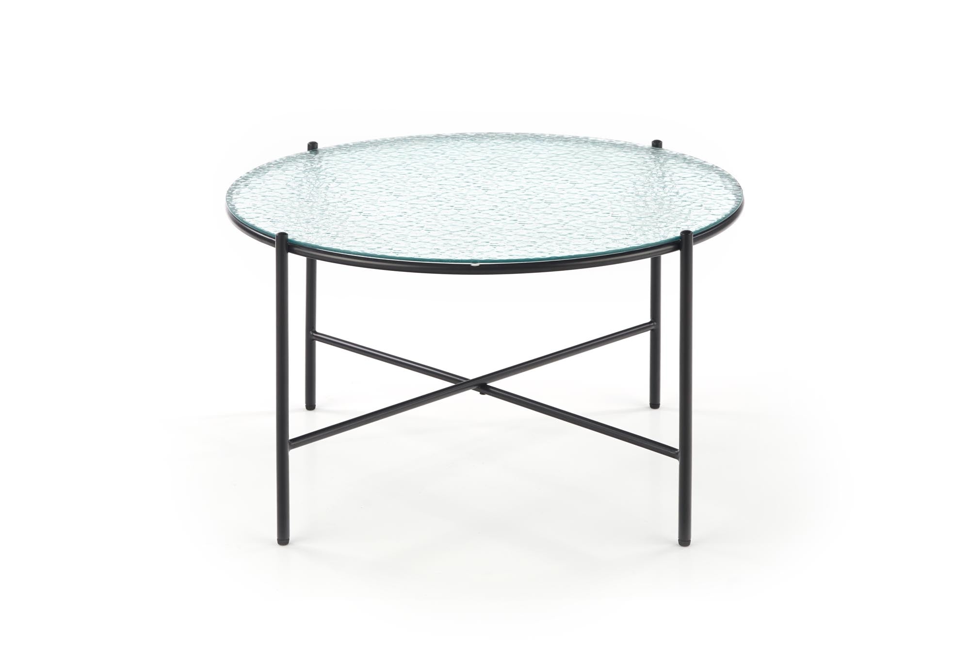 Halmar Masa de cafea din sticla si metal, Roselyn Transparent / Negru, Ø70xH41 cm