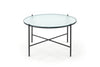 Halmar Masa de cafea din sticla si metal, Roselyn Transparent / Negru, Ø70xH41 cm
