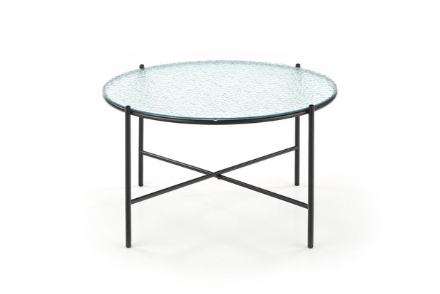 Halmar Masa de cafea din sticla si metal, Roselyn Transparent / Negru, Ø70xH41 cm