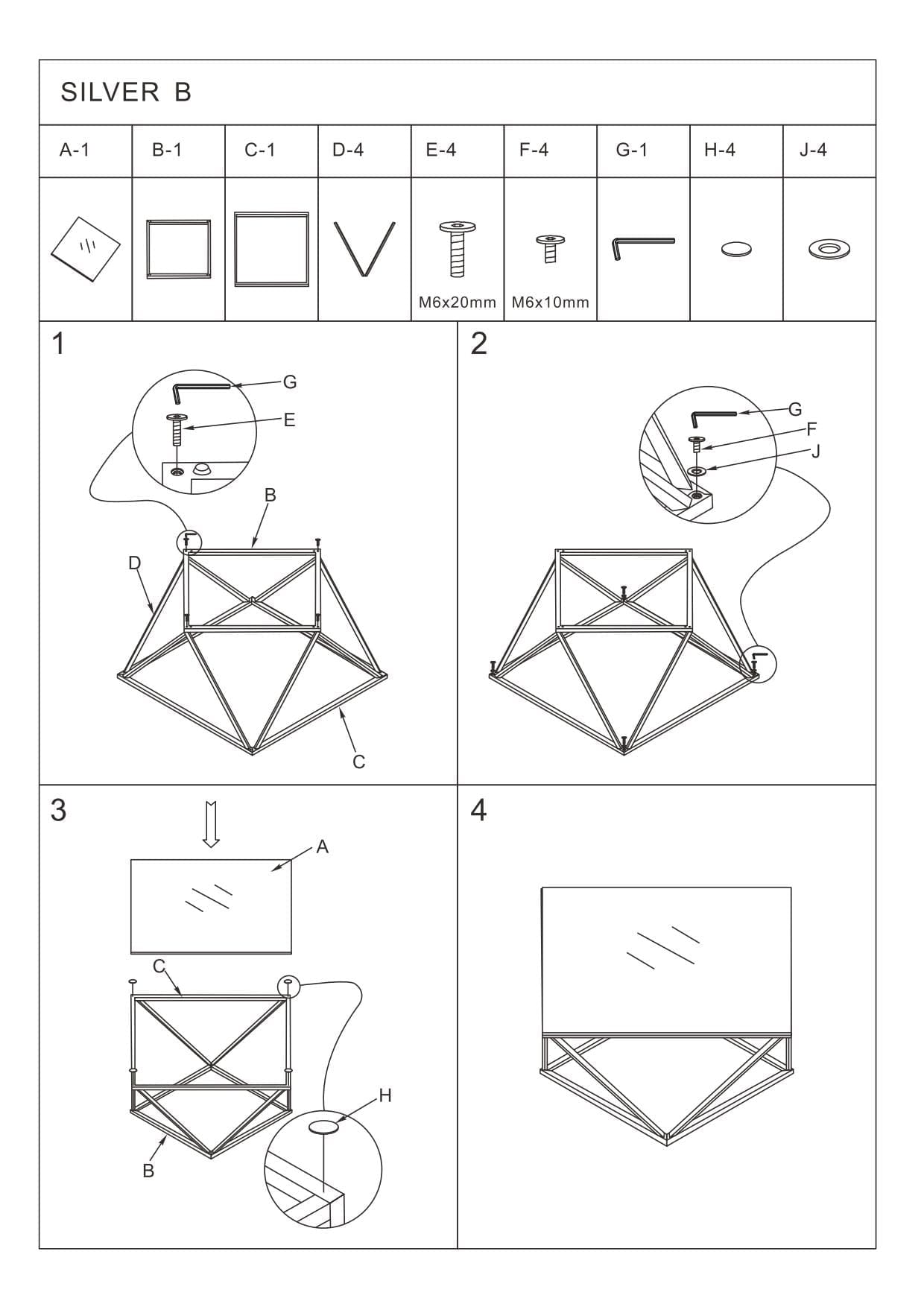 Masa de cafea din sticla si metal, Silvius B Fumuriu / Crom, L50xl50xH53 cm (2)