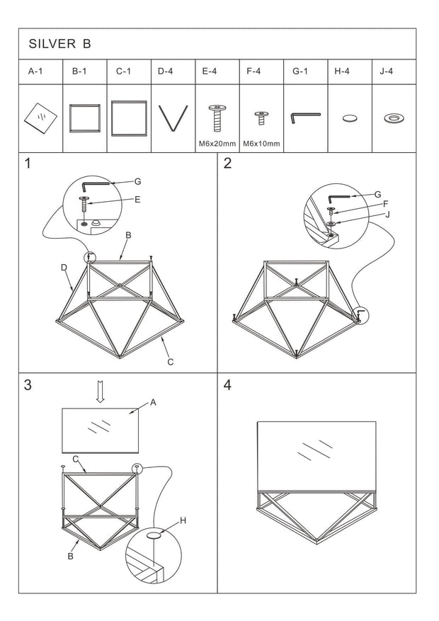 Masa de cafea din sticla si metal, Silvius B Fumuriu / Crom, L50xl50xH53 cm (2)