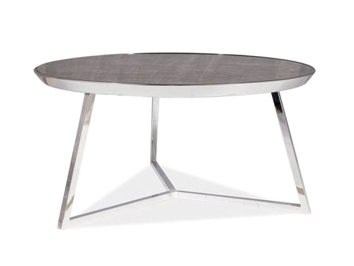 Signal Masa de cafea din sticla si metal Tornado B Maro / Crom, Ø76xH40 cm