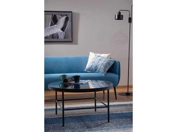 Signal Masa de cafea din sticla si metal Varda Negru, Ø80xH45 cm