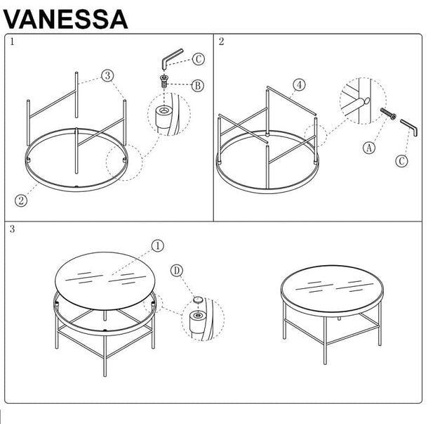 Signal Masa de cafea din sticla si metal Varda Negru, Ø80xH45 cm