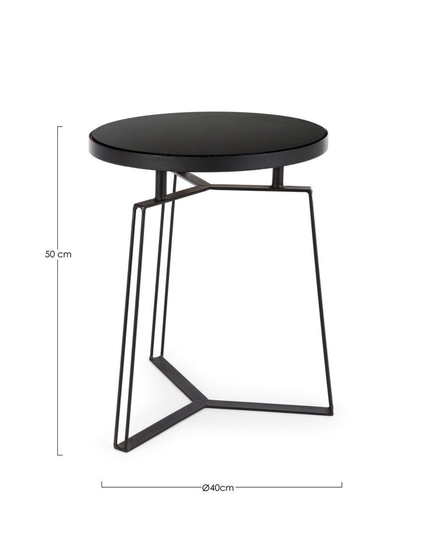 Masa de cafea din sticla si metal Zaira Small Negru, Ø40xH50 cm (1)