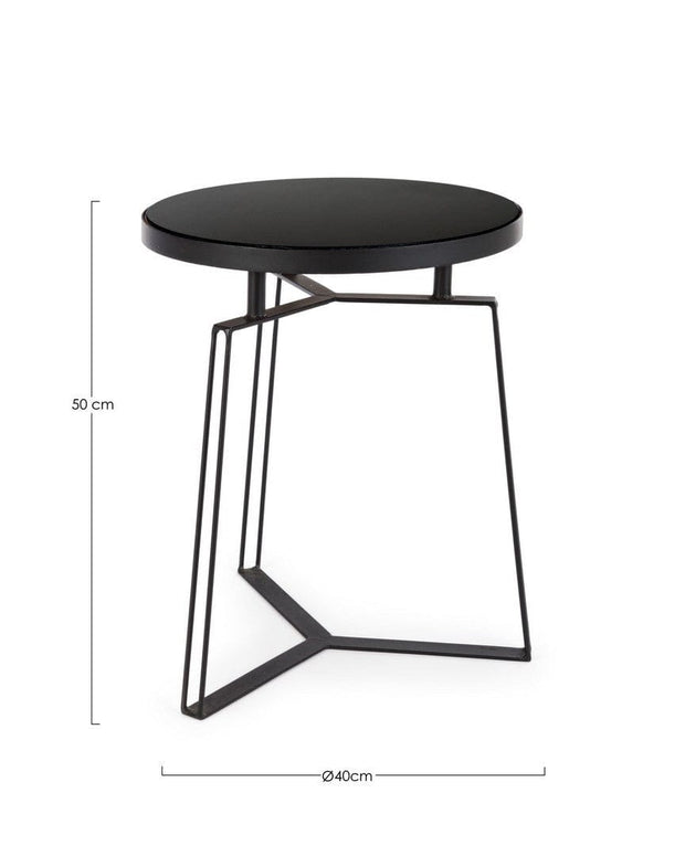 Masa de cafea din sticla si metal Zaira Small Negru, Ø40xH50 cm (1)