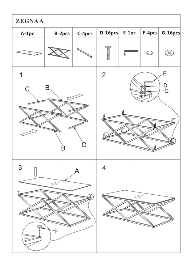 Masa de cafea din sticla si metal, Zentaro A Transparent / Crom, L120xl60xH40 cm (3)