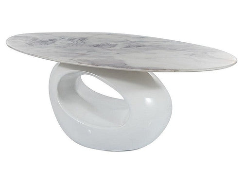 Signal Masa de cafea din sticla si plastic, Enta Marmura / Alb, Ø60xH43 cm