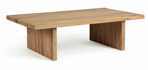 Masa de cafea pentru gradina / terasa, din lemn de tec, Xylia Natural, L120xl70xH35 cm