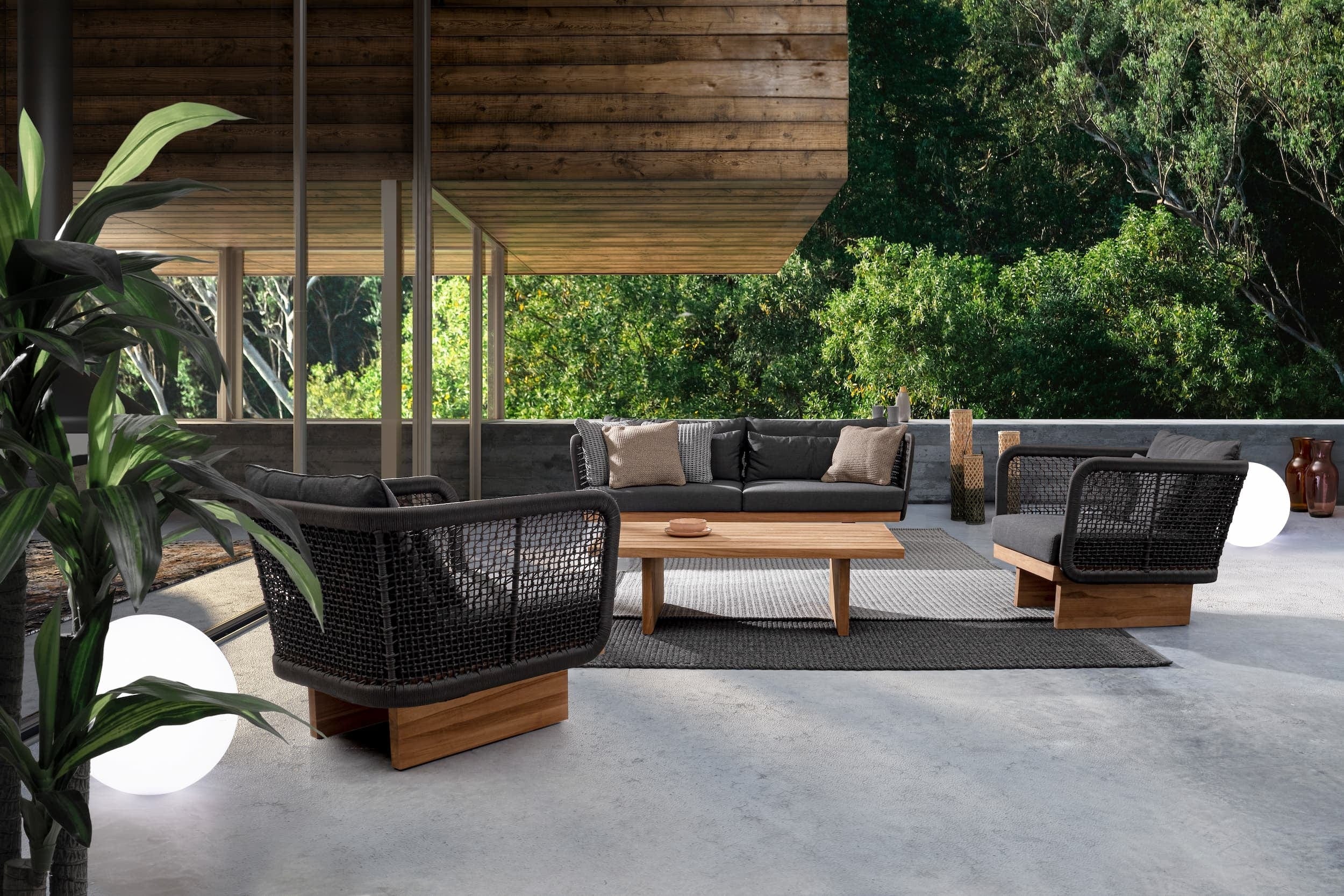 Masa de cafea pentru gradina / terasa, din lemn de tec, Xylia Natural, L120xl70xH35 cm (1)