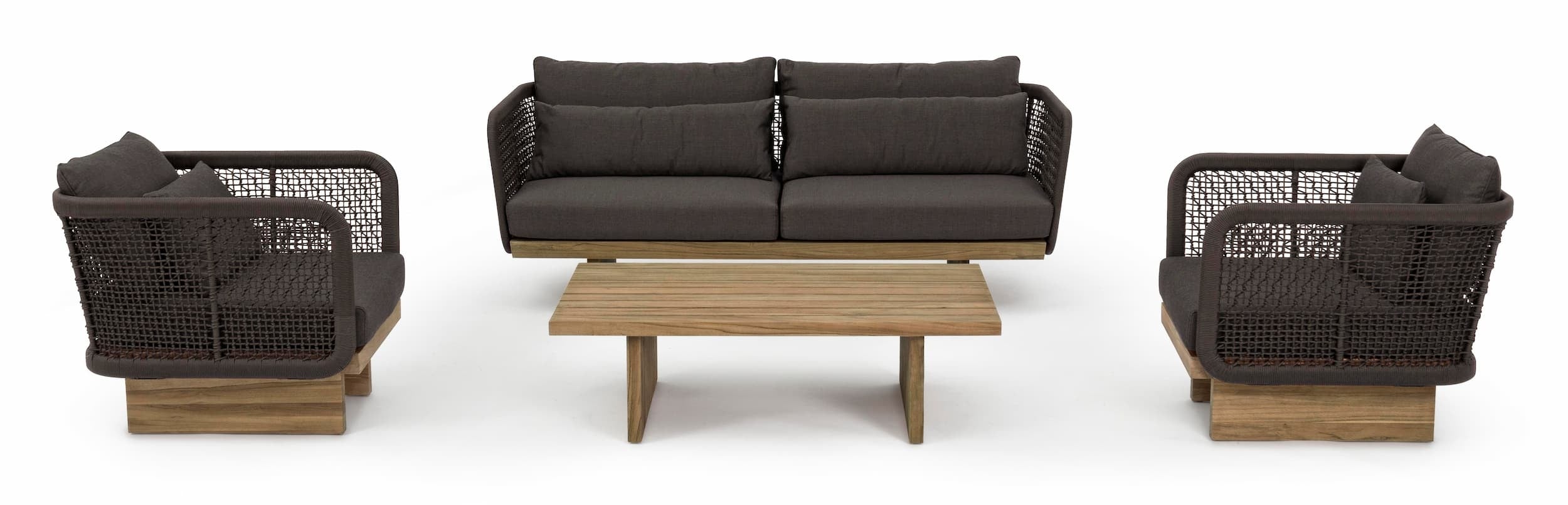 Masa de cafea pentru gradina / terasa, din lemn de tec, Xylia Natural, L120xl70xH35 cm (7)