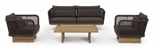 Masa de cafea pentru gradina / terasa, din lemn de tec, Xylia Natural, L120xl70xH35 cm (7)