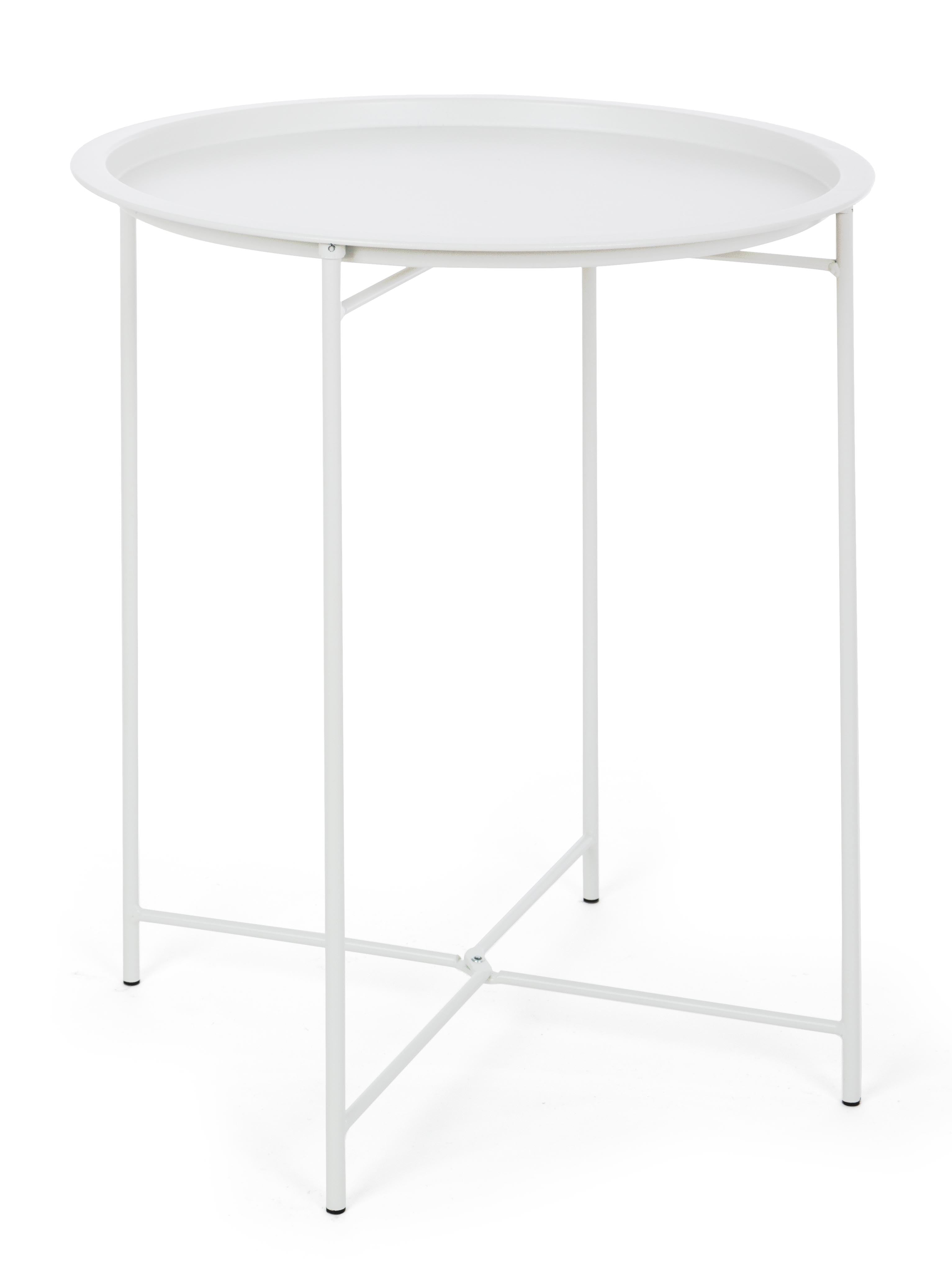 Masa de cafea pentru gradina / terasa, din metal, Wissant W-Tray D46 Alb Mat, Ø46xH52 cm