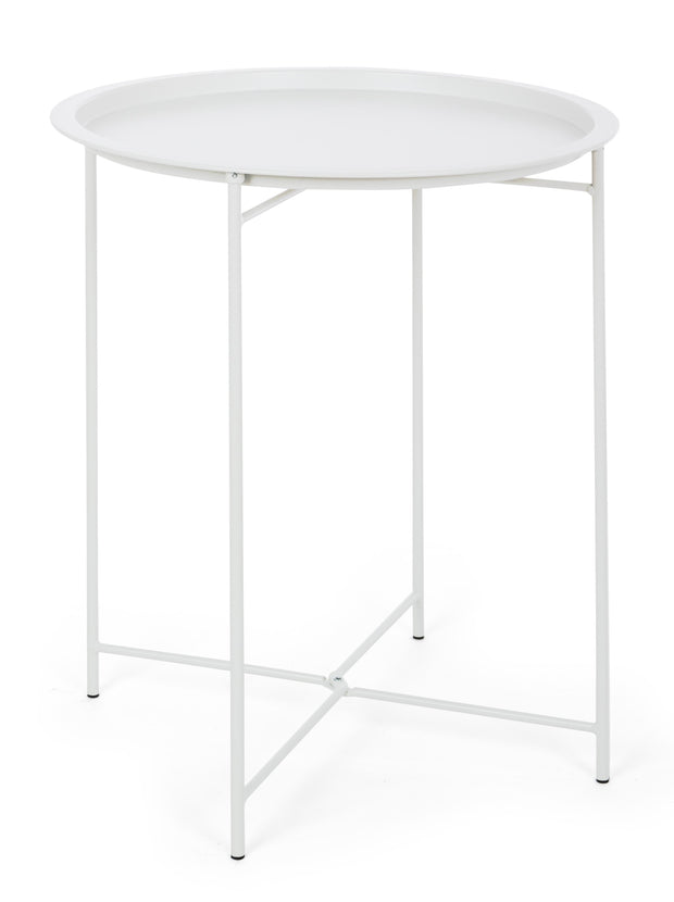 Masa de cafea pentru gradina / terasa, din metal, Wissant W-Tray D46 Alb Mat, Ø46xH52 cm