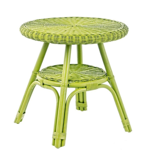 Masa de cafea pentru gradina / terasa, din ratan si rachita, Alliss Lime, Ø52xH52 cm