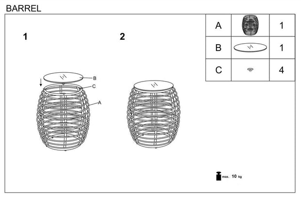 Masa de cafea pentru gradina / terasa din ratan sintetic si sticla, Barrera Natural / Negru, Ø48xH56 cm (8)