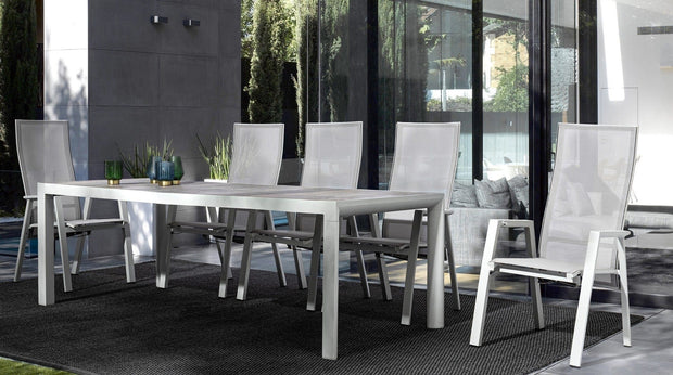 Masa de gradina / terasa din ceramica si metal, Mason Stejar Dark Grey / Alb, L220xl100xH74 cm (2)