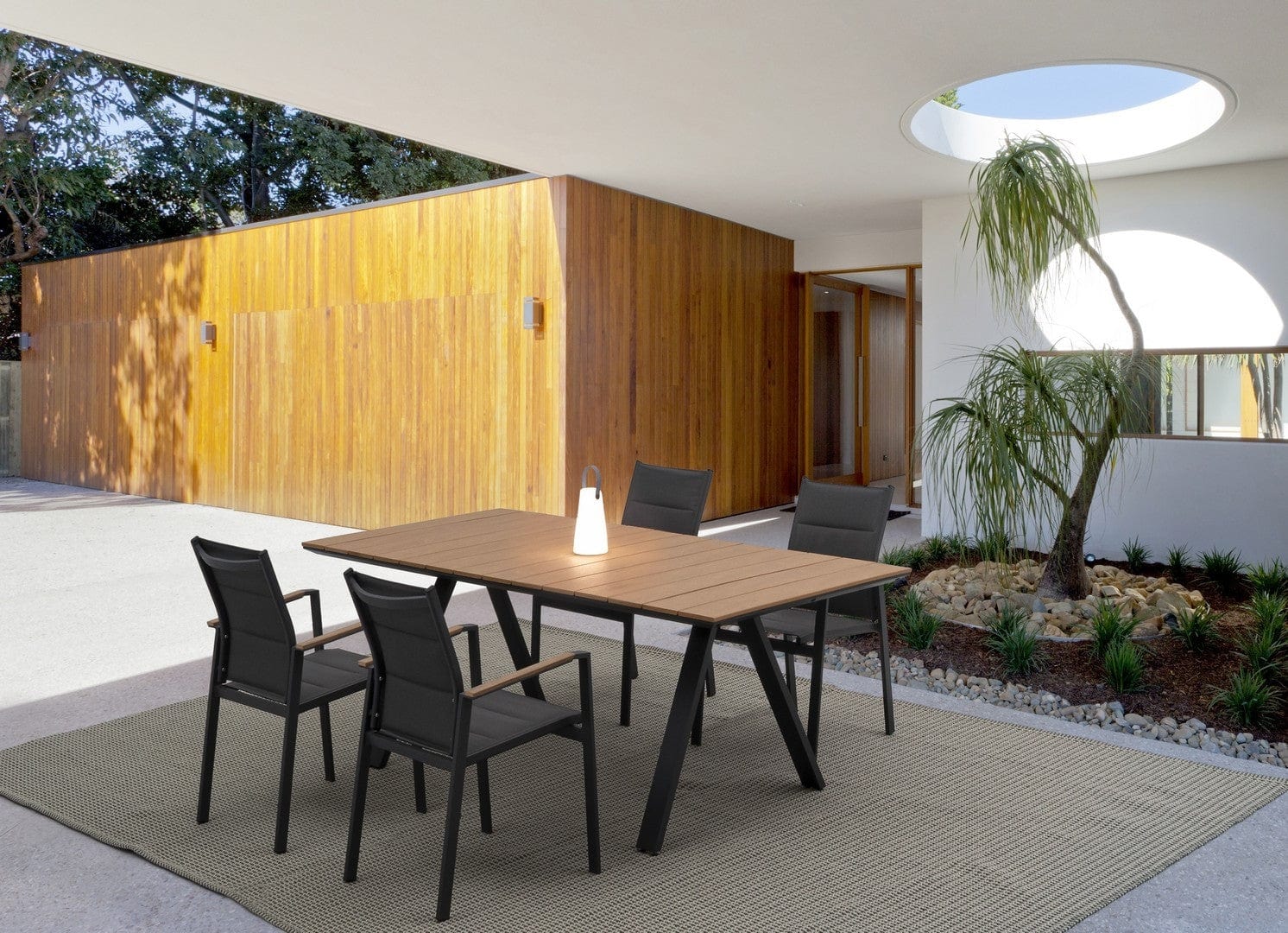 Masa de gradina / terasa din lemn compozit si metal, Elias Natural / Antracit, L200xl100xH74 cm (1)