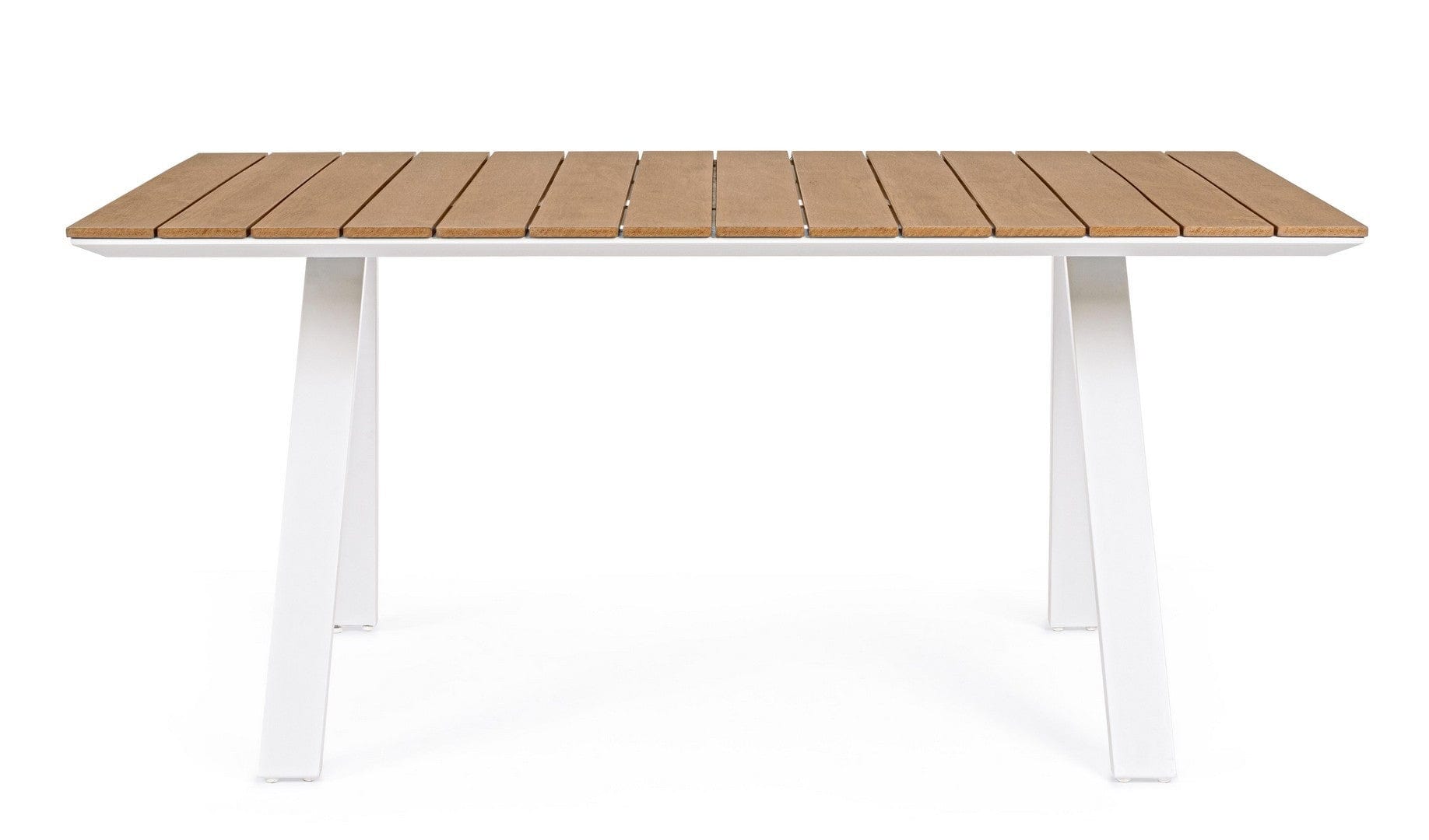 Masa de gradina / terasa din lemn compozit si metal, Elias Small Natural / Alb, L160xl90xH74 cm (1)