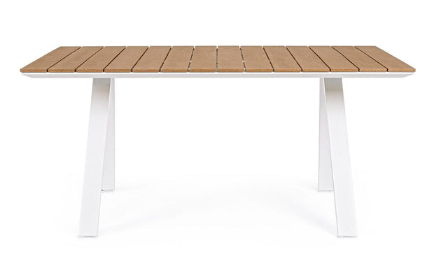 Masa de gradina / terasa din lemn compozit si metal, Elias Small Natural / Alb, L160xl90xH74 cm (1)