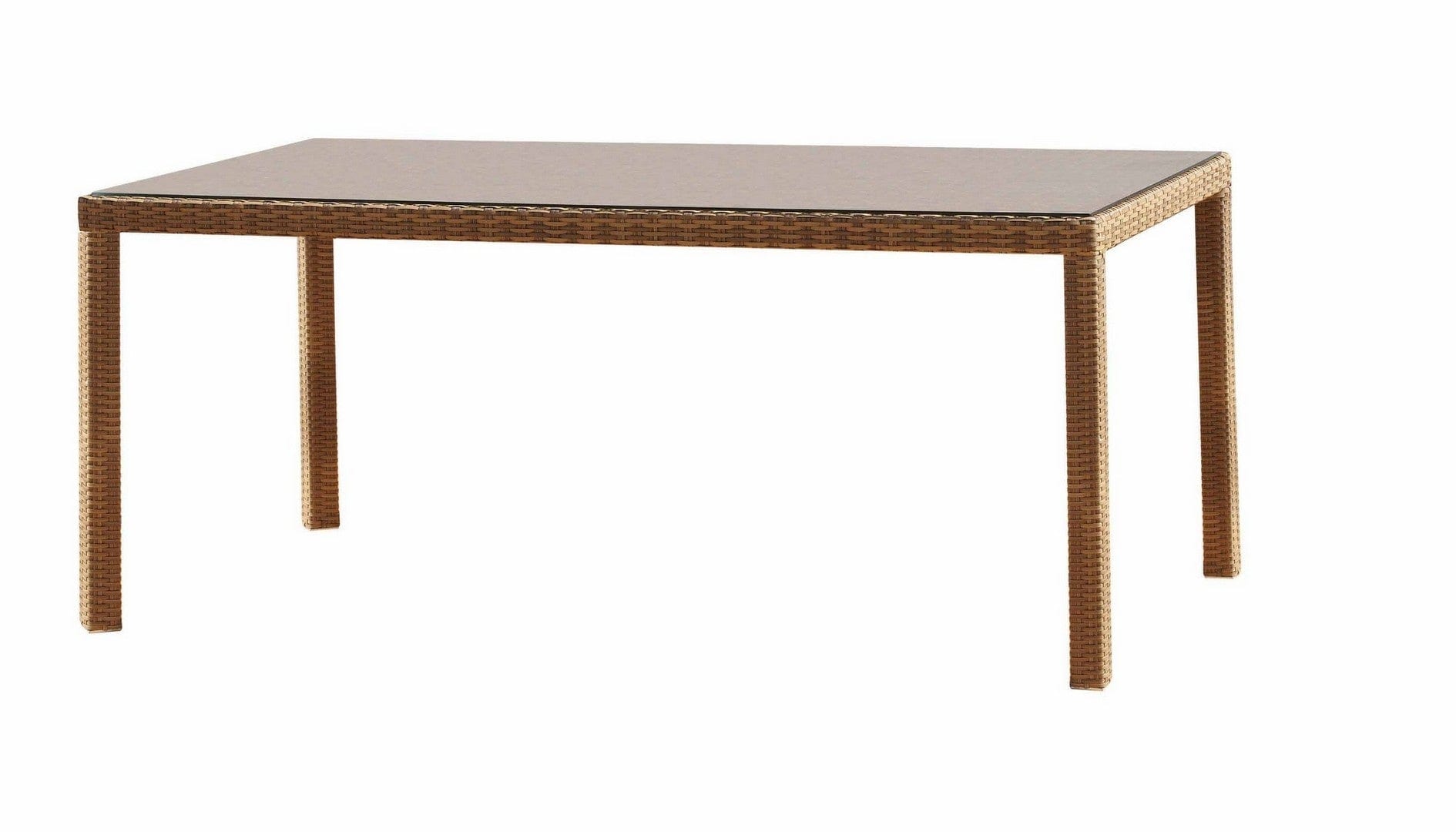 Masa de gradina / terasa din sticla, poliratan si metal, Maui Camel, L180xl90xH75 cm