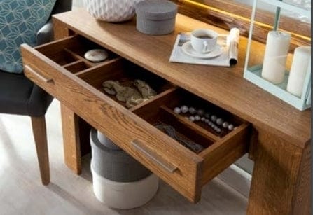 Masa de machiaj din furnir si pal, 1 sertar Velvet 78 Stejar Rustic, L105xl42xH98 cm (2)