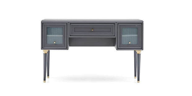 Dogtas Masa de machiaj din pal si sticla, cu 1 sertar si 2 usi, Lorenta Antracit, L140xl51xH85,4 cm