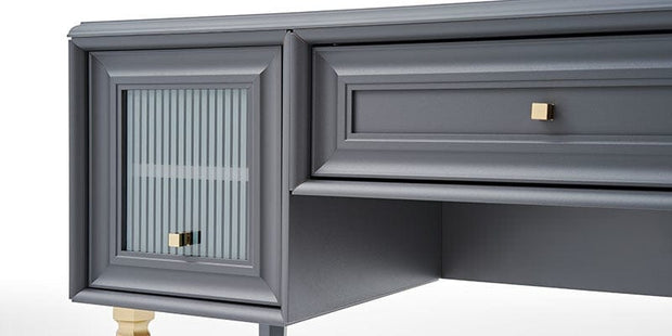 Dogtas Masa de machiaj din pal si sticla, cu 1 sertar si 2 usi, Lorenta Antracit, L140xl51xH85,4 cm