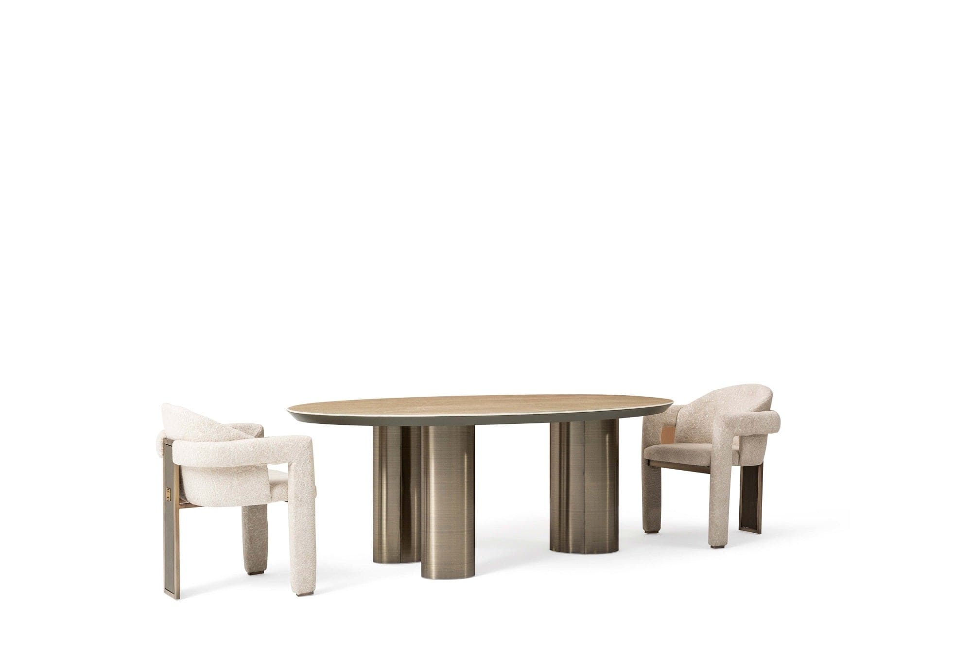 Candess Masa din MDF, acril si metal, Da Vinci Multicolor / Alama, L205xl129xH76,8 cm