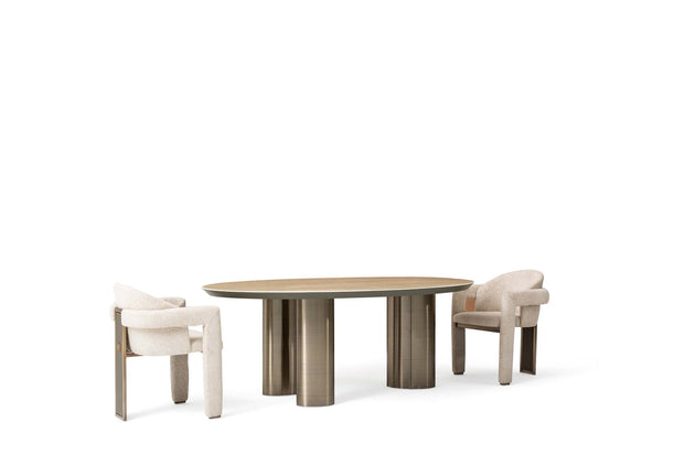 Candess Masa din MDF, acril si metal, Da Vinci Multicolor / Alama, L205xl129xH76,8 cm