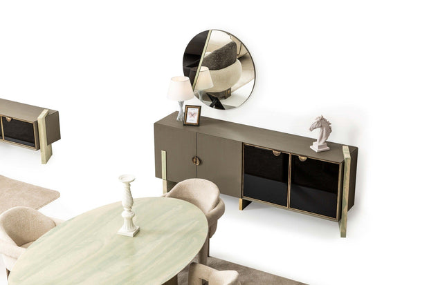 Candess Masa din MDF, acril si metal, Da Vinci Multicolor / Alama, L205xl129xH76,8 cm