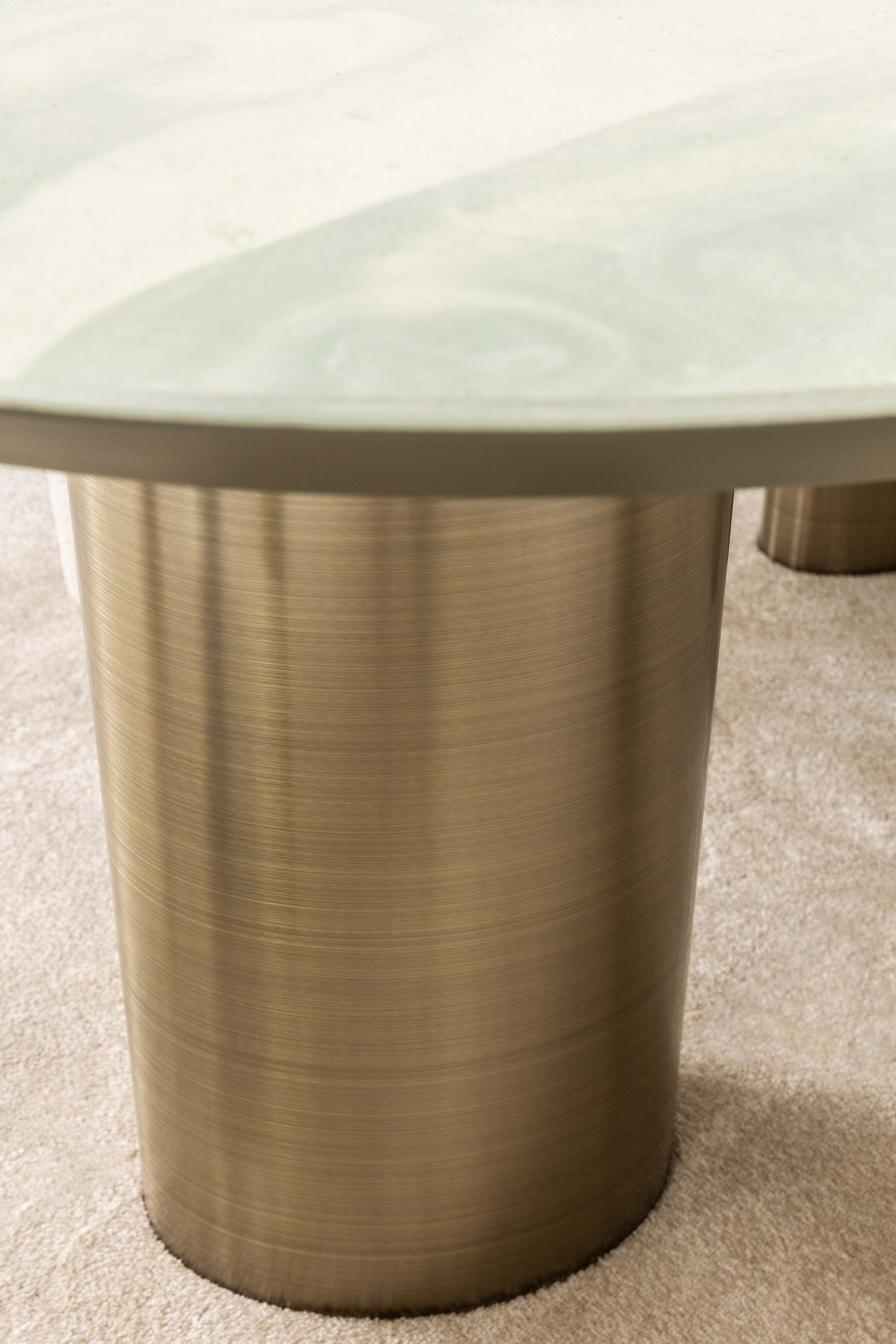 Candess Masa din MDF, acril si metal, Da Vinci Multicolor / Alama, L205xl129xH76,8 cm