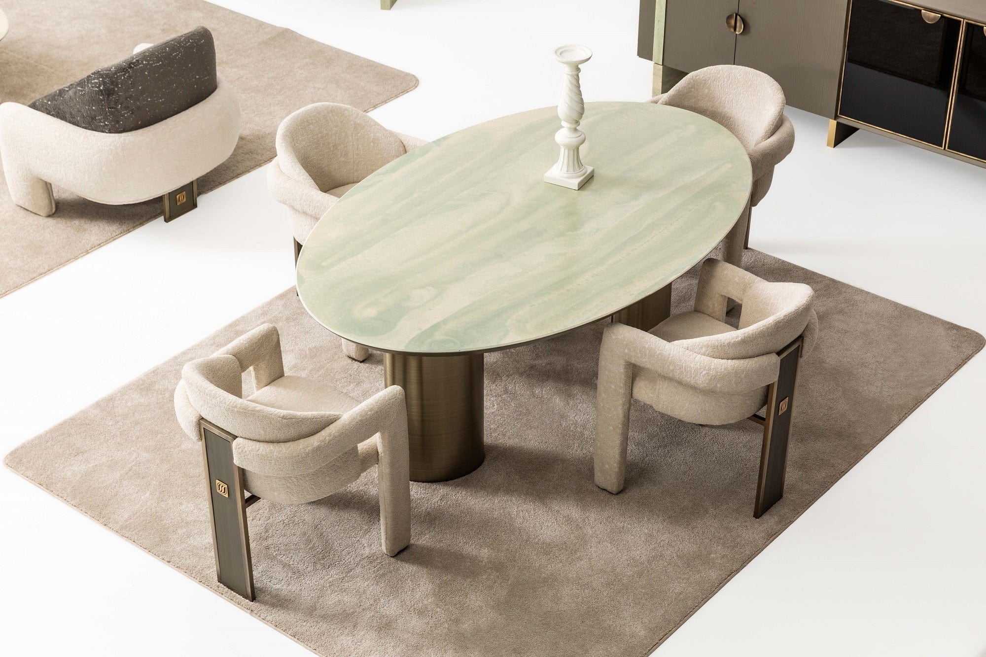 Candess Masa din MDF, acril si metal, Da Vinci Multicolor / Alama, L205xl129xH76,8 cm