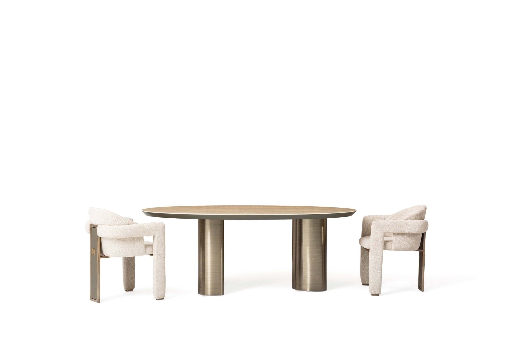 Candess Masa din MDF, acril si metal, Da Vinci Multicolor / Alama, L205xl129xH76,8 cm