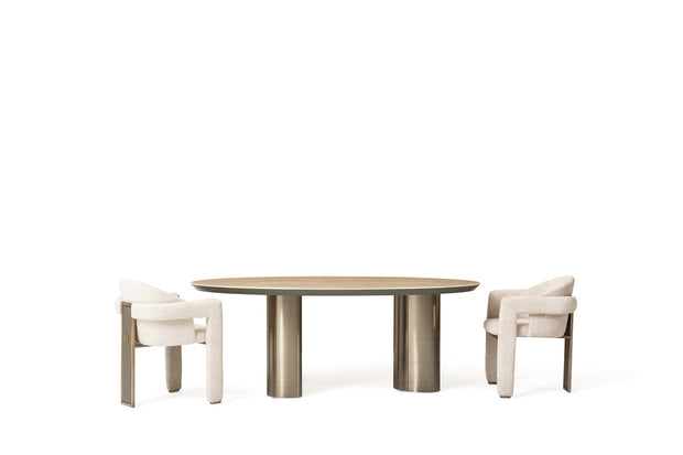 Candess Masa din MDF, acril si metal, Da Vinci Multicolor / Alama, L205xl129xH76,8 cm