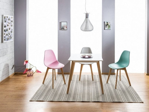 Masa din MDF si lemn de fag, Decker II Alb / Fag, L80xl80xH75 cm (1)