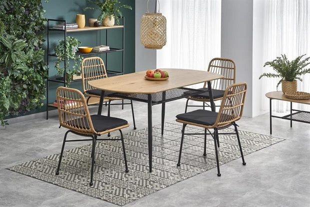 Halmar Masa din MDF si metal, Jackie Stejar Auriu / Negru, L160xl90xH77 cm