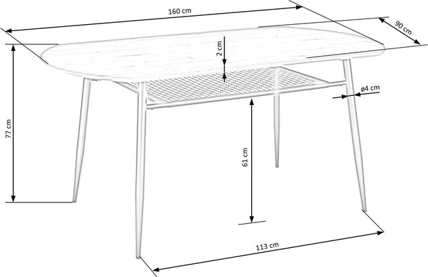 Halmar Masa din MDF si metal, Jackie Stejar Auriu / Negru, L160xl90xH77 cm
