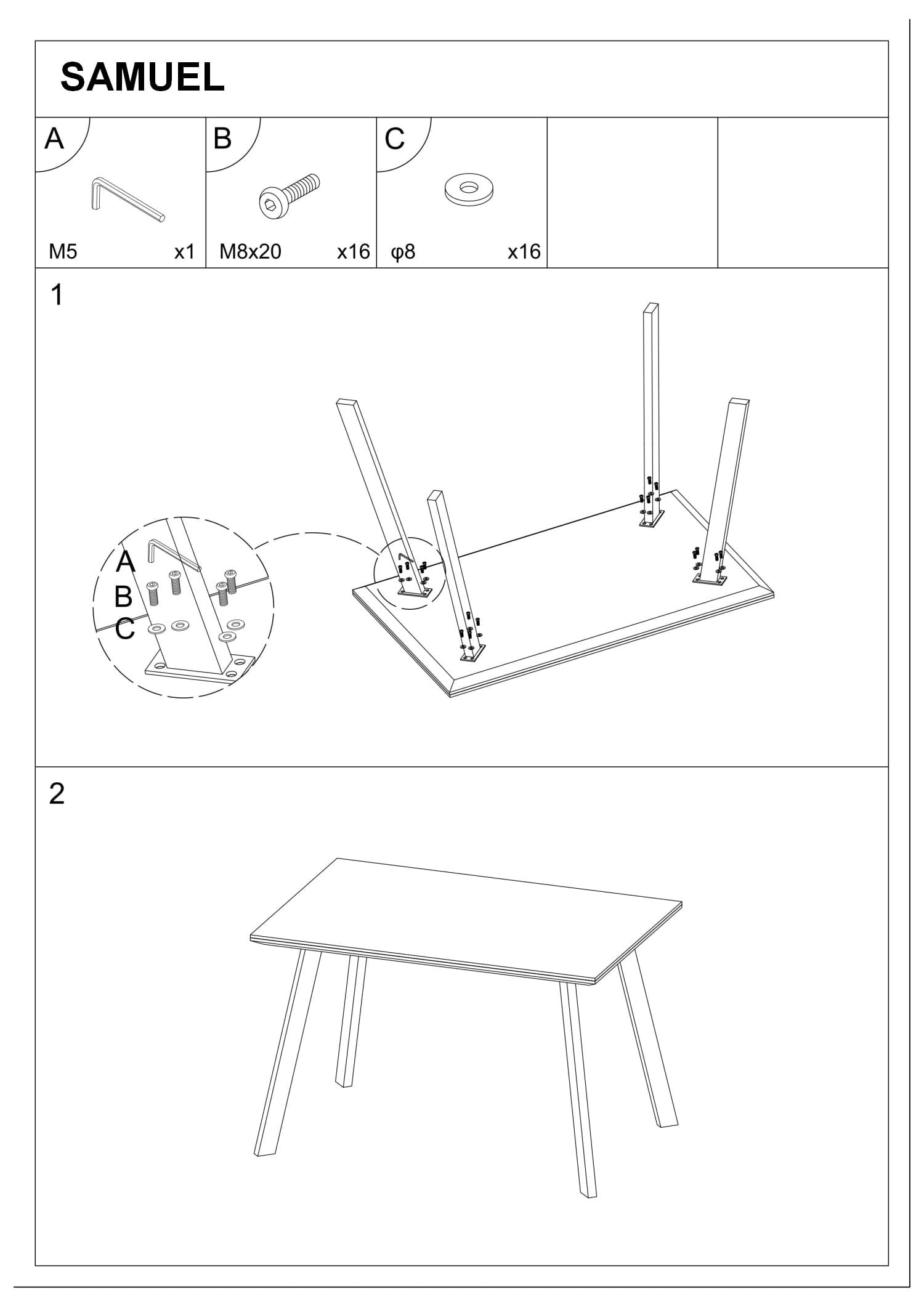 Masa din MDF, sticla si metal Samus Alb / Negru, L120xl80xH75 cm (2)