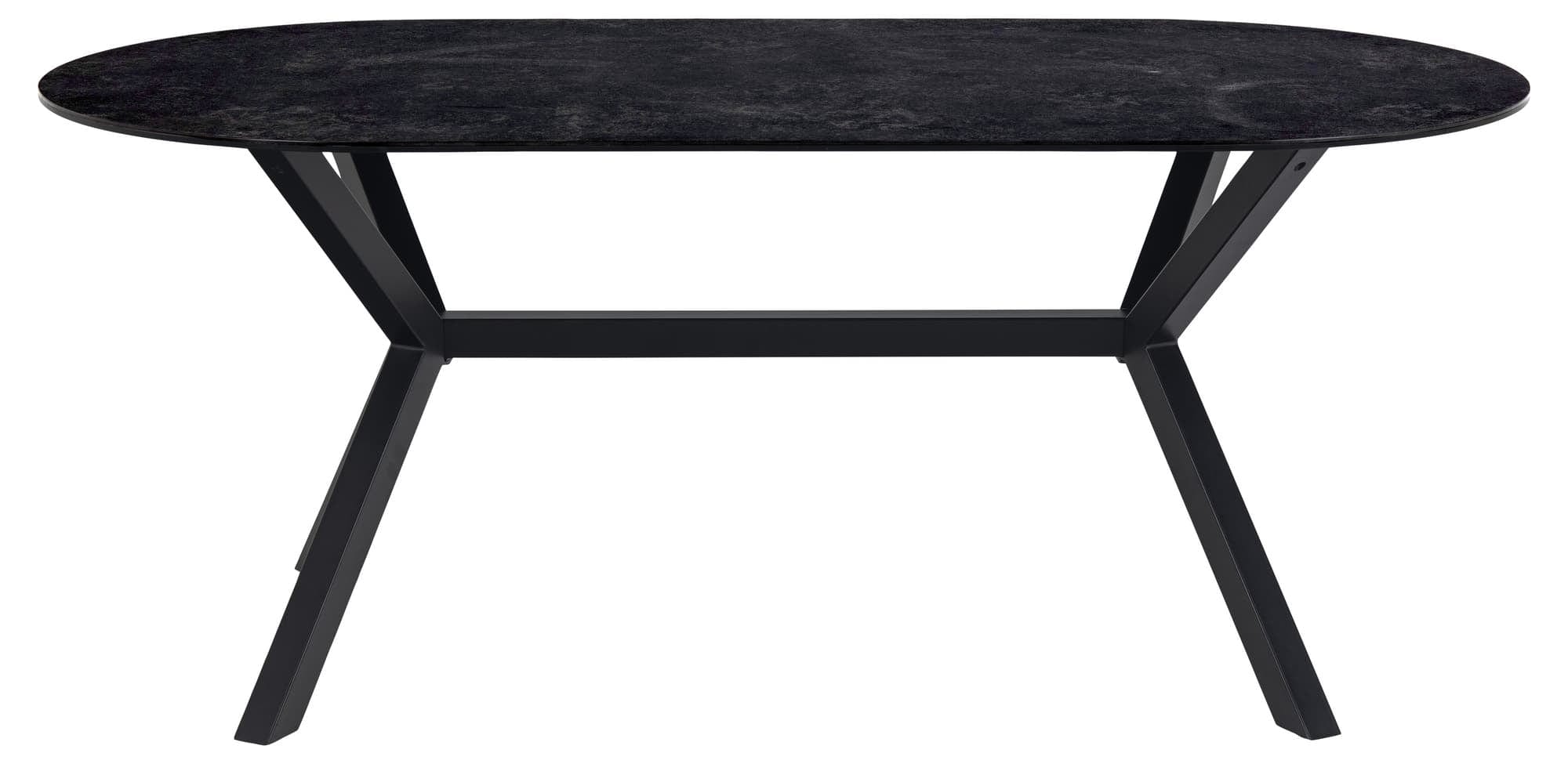 Masa din sticla, ceramica si metal Laxey Negru, L180xl90xH74 cm