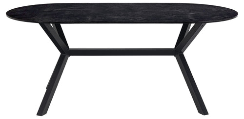 Masa din sticla, ceramica si metal Laxey Negru, L180xl90xH74 cm