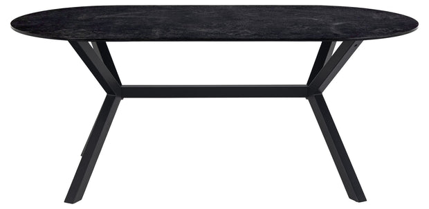 Masa din sticla, ceramica si metal Laxey Negru, L180xl90xH74 cm