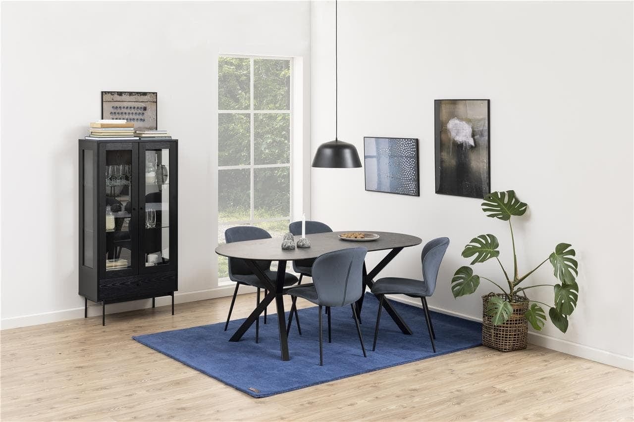 Masa din sticla, ceramica si metal Laxey Negru, L180xl90xH74 cm (1)