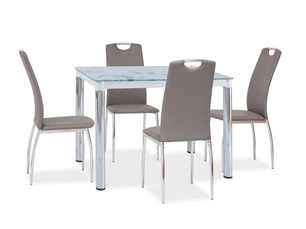 Masa din sticla si metal, Damascus II Alb / Crom, L100xl60xH75 cm (1)